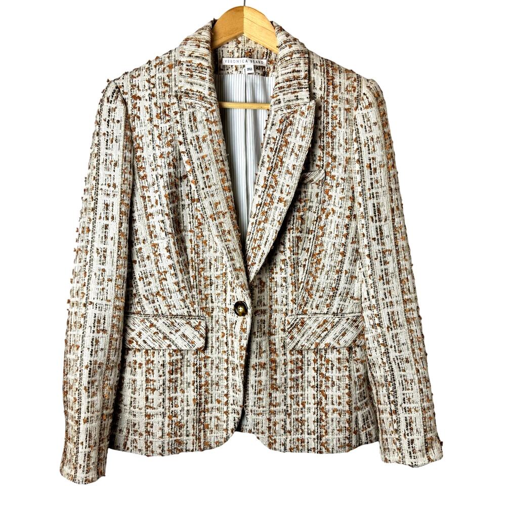 Veronica Beard $695 Cutaway Dickey Ivory Tweed Blazer Suit Jacket Women’s Medium